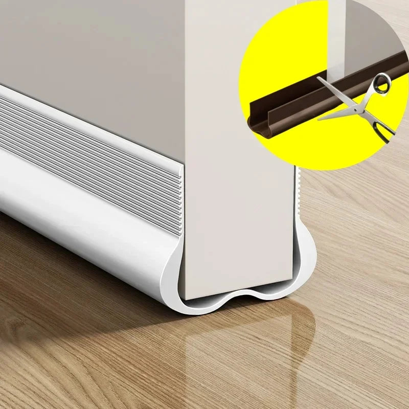 PVC Plastic Non-Adhesive Flexible Cuttable Leather Sound-Windproof Door Draft Stopper Sealing Strips/Colors-White/Brown/Black/Gray