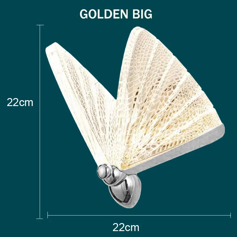 Gold Butterfly Shape Clear Glass Shade Up-Down Position Warm-Cool Dimmable LED Wall Mounted Iron Light Fixtures/Bulb Not Included/E27 Bulb Cap Type