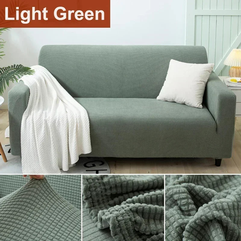 L-Shaped Jacquard Polyester Fabric Fall-Winter Elastic Stretch Sofa Covers /Colors-Gray/Beige/Geometric/Green/Red