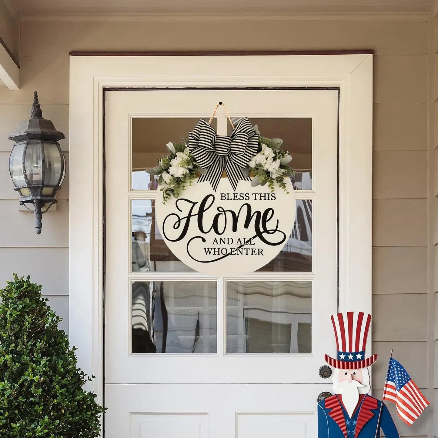 Pring Round Wood Door Wreaths/Colors-Floral/White/Khaki
