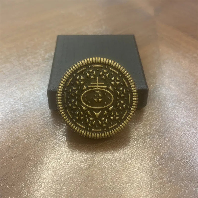 Adults Round Oreo Cookie Shape Metal Magnetic Coin Fidget Spinner POP Fingertip Anxiety-Stress Twisting Toys/Ages: 18 + Years Older/Colors-Black/Bronze/Silver/Geometric