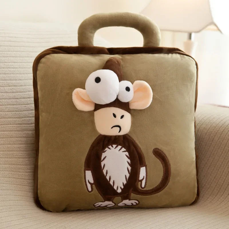 100% Polyester 2 in 1 Pillow Quilt Dual-Use Nap Animal Pillow W/ Multifunctional Folding Blanket