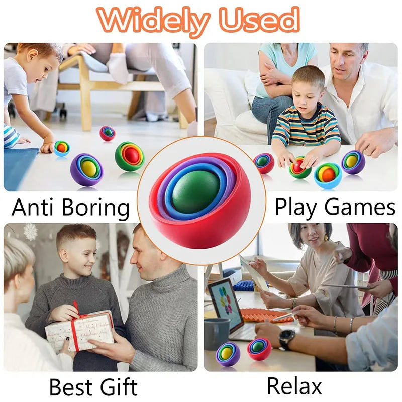 Non-Toxic/Anti-Allergic Plastic 3D Rotation Ball Fidget Gyro Sensory Toys/Ages: 3-18+ Years Old/Colors-Multicolor/Pink/Blue/Green