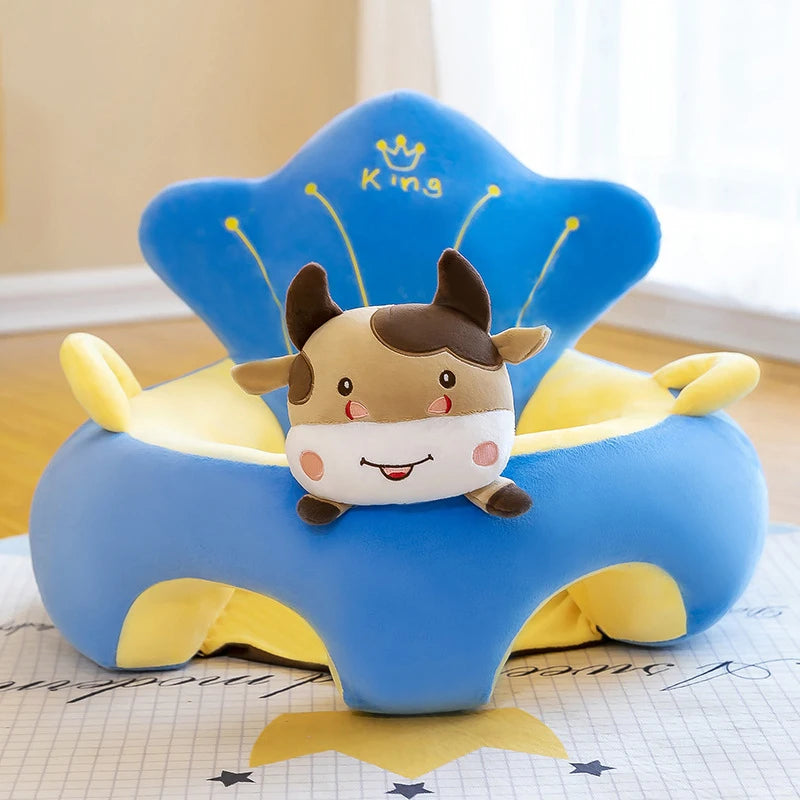 Babies Upholstered Super Soft Velvet Cartoon Animals Faces Learning To Sit Comfortable Plush Chairs/Ages: Fits 3 Months-2 Years Old/No Filling/Colors-Animals Multicolor