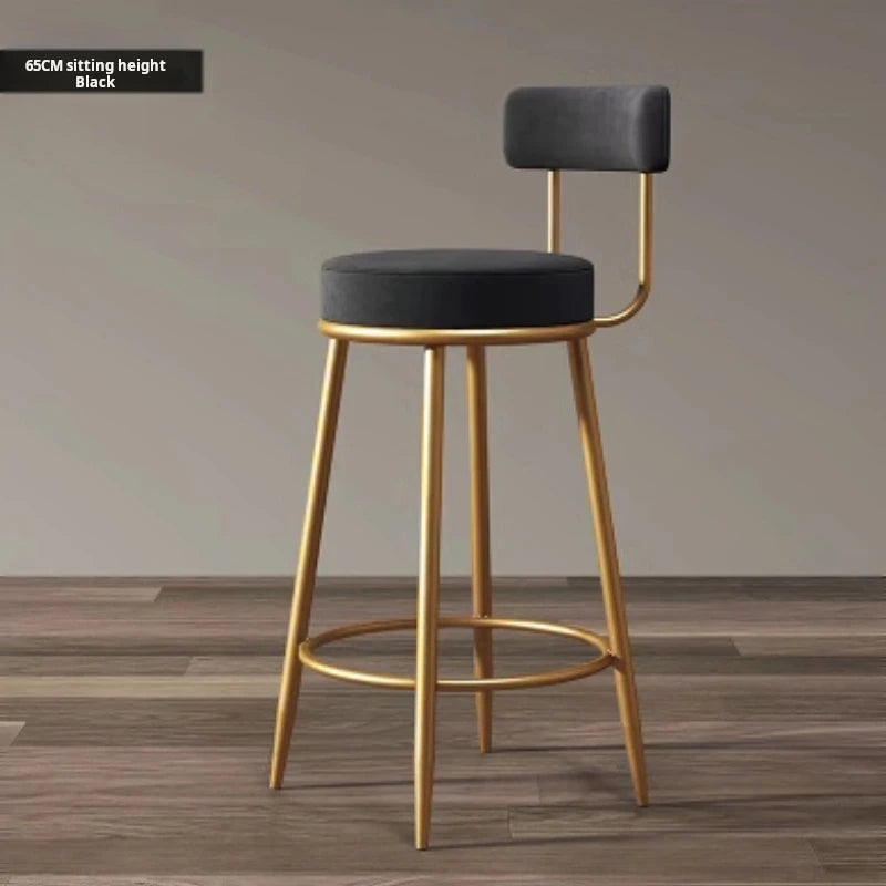 Nordic Iron Framed Low Backrest Upholstered Velvet Armless Bar Stools/Colors- Blue/Green/Black/White/Pink/Gold