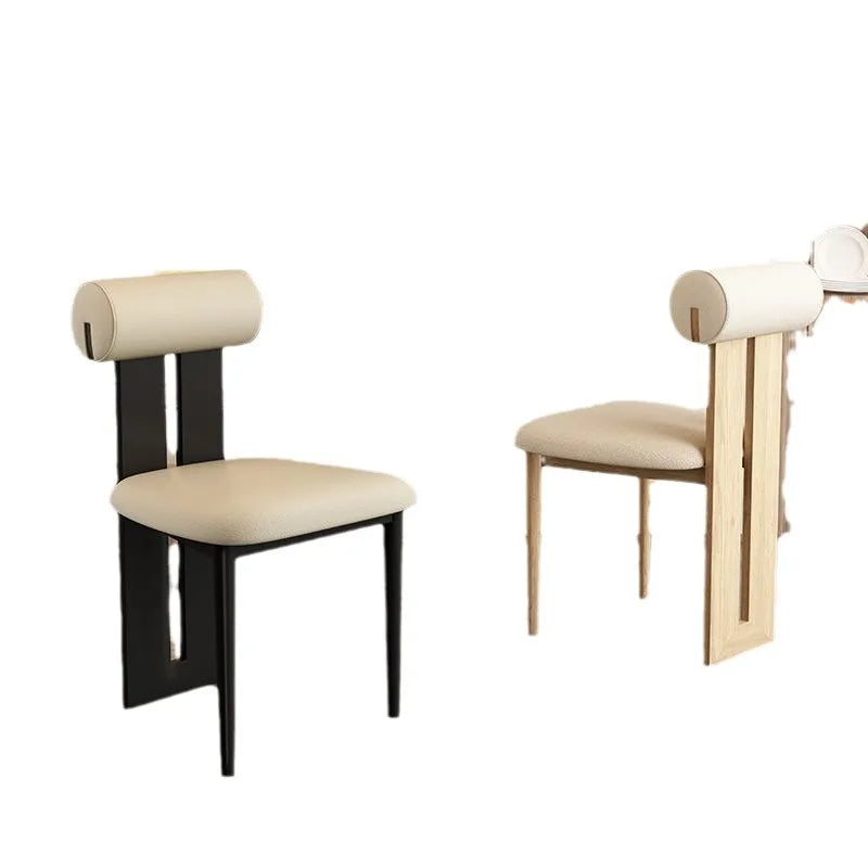 Nordic Modern Solid Wood Hard Backrest Dining Skin-Feeling Flannel Cushion Chairs/Colors-Black/Orange/Brown/Green/Beige