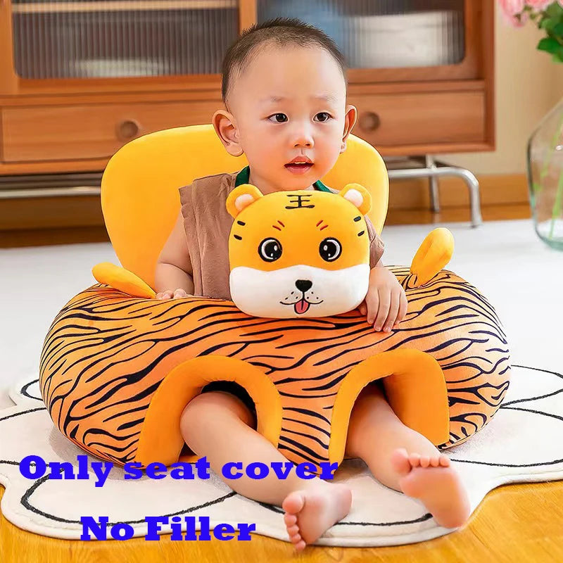 Babies-Preschoolers Upholstered Soft Velvet Fabric Electric Embroidery Cute Cartoon Animal Face Images Learning Seat Chairs/Ages: Newborn 0-3 Years + Older/Colors-Orange/Green/Gray/Black/Brown/Red/Multicolor/Checkered/Animals