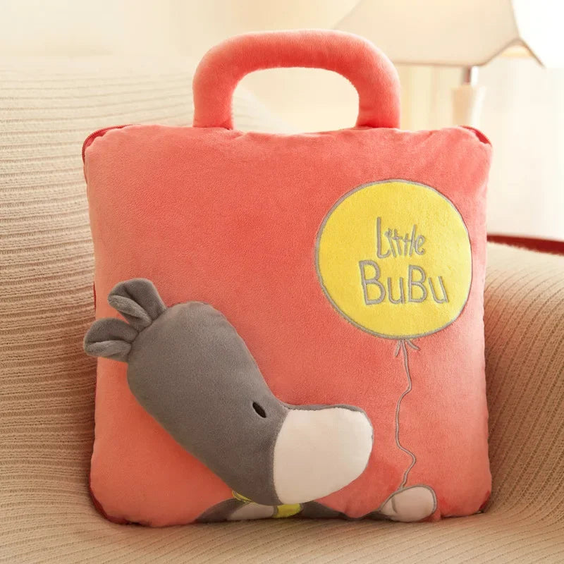 100% Polyester 2 in 1 Pillow Quilt Dual-Use Nap Animal Pillow W/ Multifunctional Folding Blanket