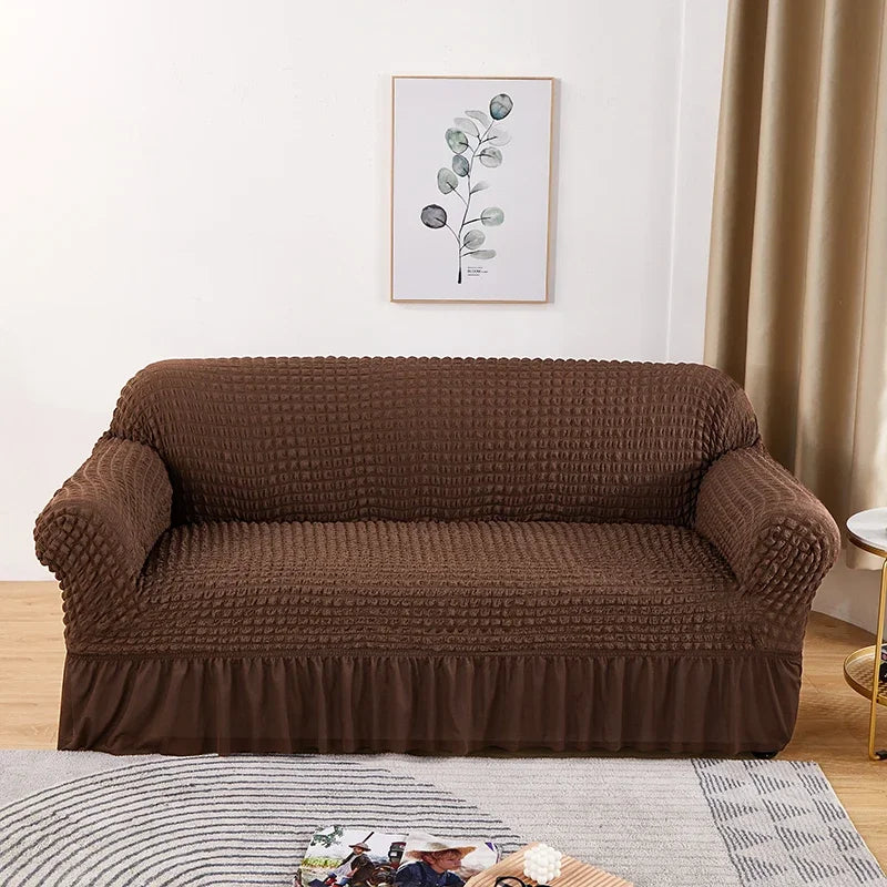 1-4 Seaters Small-X Large Solid Color Printed Polyester-Spandex Elastic Stretch Sofa L-Shape Slipcovers/Colors-Gray/White/Beige/Brown/Pink/Red