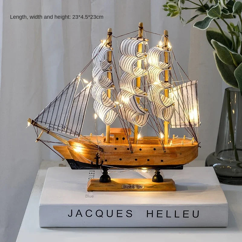 Wood/Fabric Nautical Sailboat Models/Colors-White/Black/Blue