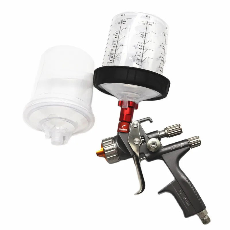 NTOOLS Outdoor Commercial Grade Pneumatic Power Red-Silver Stainless Steel Nozzles-Needles White-Clear Plastic Cup Paint Spray Gun Compressed Air Sprayers/Colors-White/Gray/Red/Silver/Orange/Clear/Black/Multicolor