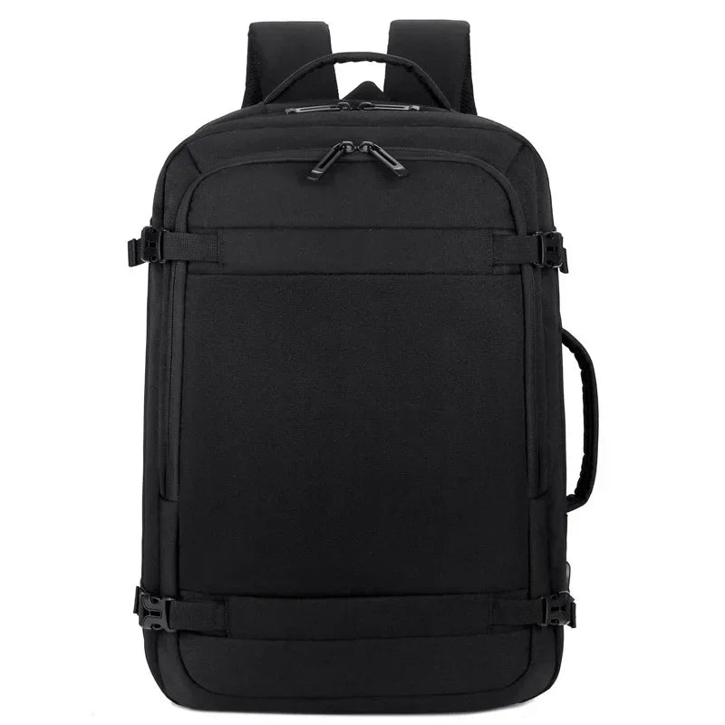 Men Oxford Polyester Expandable Interior Zipper External USB Charging Port Waterproof-Wear Resistant Travel Backpacks/ 17-inch Laptop Compartment/Backpack Straps-Handle/Keychain Holder/Colors-Black/Gray