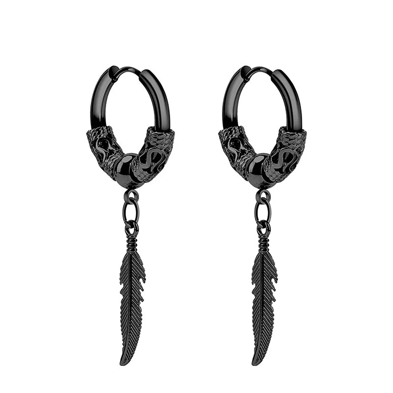 Unisex Metal Stainless Steel Imitation Black Studded Punk Earrings