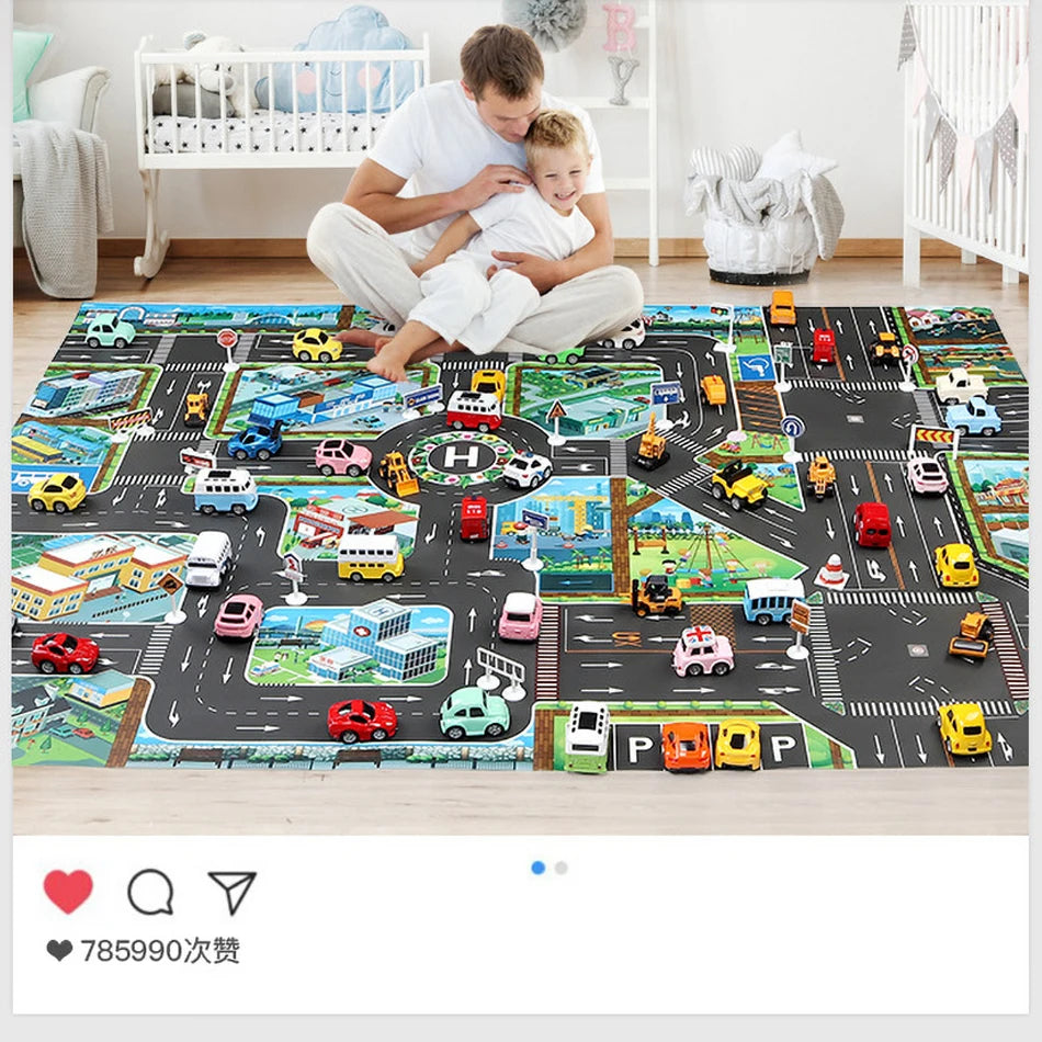 Babies Plastic Waterproof Non-Woven Cartoon Traffic Road Maps Crawling Educational Play Mats/Colors-Multicolor/Gray/Black/Blue/Babies Ages: 6 Months + Older