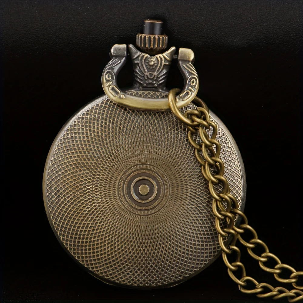 SOXY Women Waterproof Vintage Stainless Steel Metal Quartz Round Shaped Case Glass Face Analog Display Multicolor Bohemia Custom-Folk Women Face Design Bronze Necklace Chain-Pocket Watches