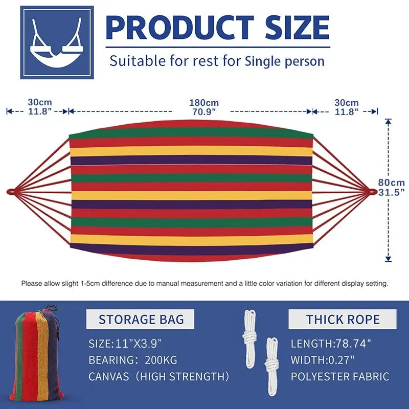 WESTTUNE Outdoor Multicolor Canvas Hammocks/Tree Ropes Load-Bearing Up To 440 lbs