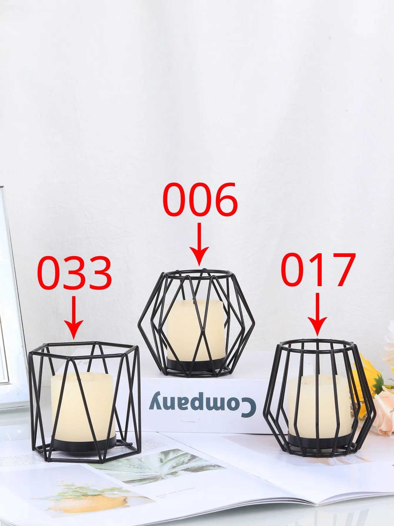 Black Indoor Rounded Edges Nordic Iron Art Geometric Cup Candle Big Tealight Self-Operated Candleholders/Batteries Not Included