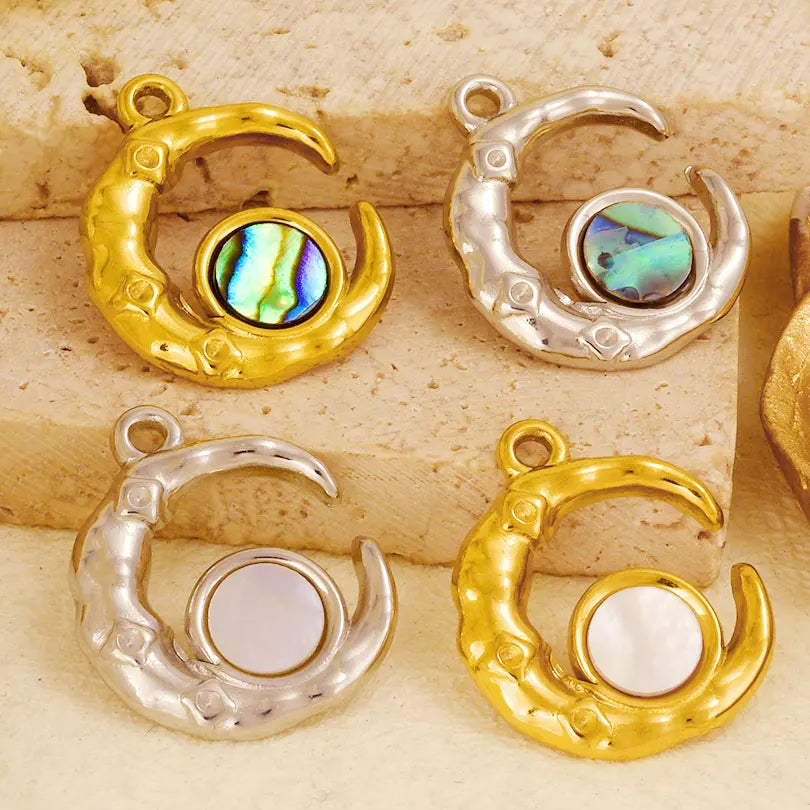 4-5PCS Women Imitation Geometric Stainless Steel Natural Crescent Moon/ Sun/ Heart Pendants