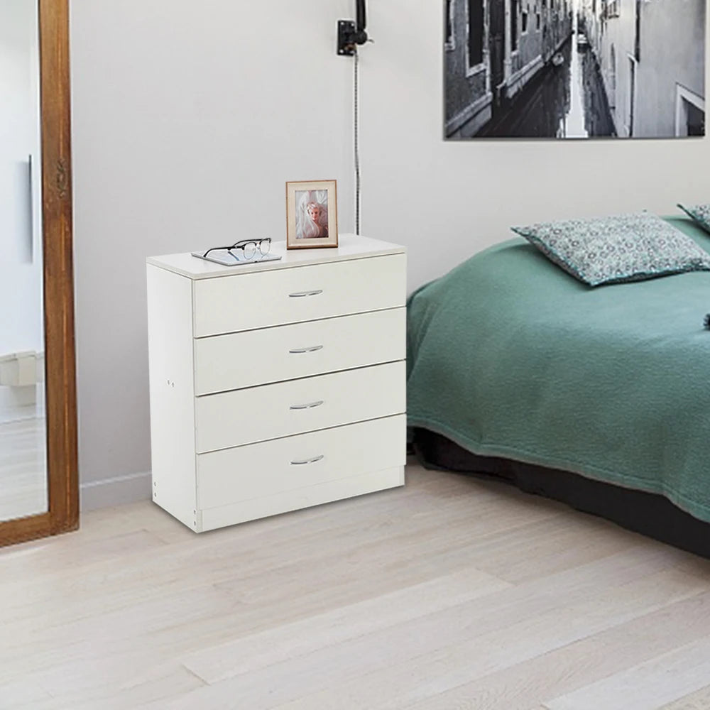 NULL No-EN-Name-Null Indoor Modern White Rectangle Simple Four Drawers Wood P2 Grade Particle Board Storage Bedroom Dressers/Dimensions: (25.98 x 13 x 28.5)" / (66 x 33 x 72.5)cm (L x W x H)