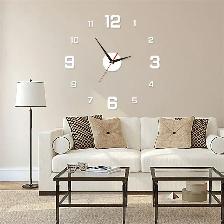 3D Large Numbers Frameless Acrylic Mirror DIY Quartz Digital Wall Clock Stickers/Number 5 Battery/Battery Not Included/Colors-Black/Gold/Red/Silver