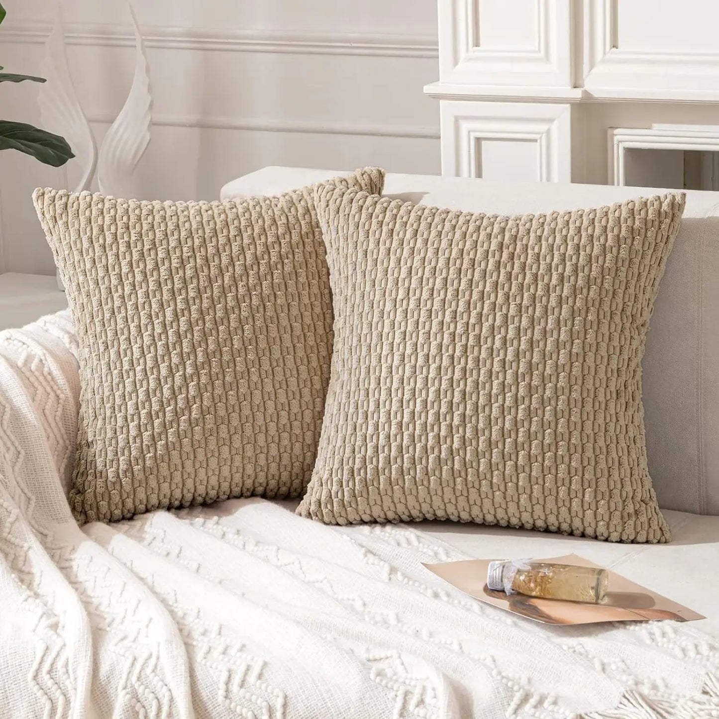 Polyester Striped Solid Throw Pillow Cover 20x20 Inches/Colors-Striped Solid Green/Striped Khaki/Striped Solid Dark Gray/Striped Solid Beige/Striped Solid Yellow/Striped Solid Pink/Striped Solid Orange/Striped Solid Gray