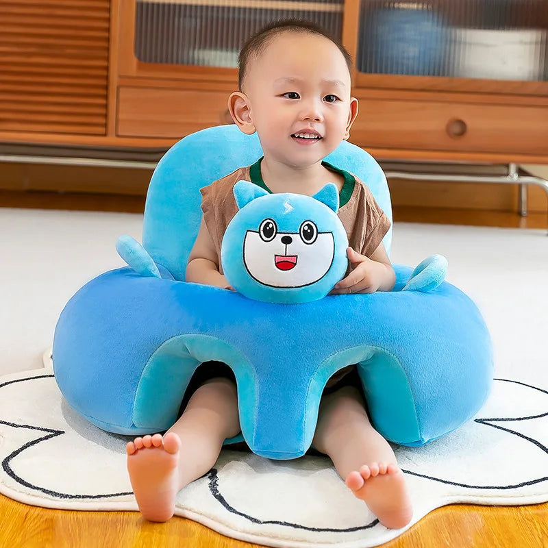 Babies-Preschoolers Upholstered Soft Velvet Fabric Electric Embroidery Cute Cartoon Animal Face Images Learning Seat Chairs/Ages: Newborn 0-3 Years + Older/Colors-Orange/Green/Gray/Black/Brown/Red/Multicolor/Checkered/Animals