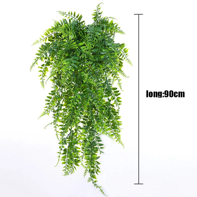 Artificial Green Persian Fern Plastic Non-Flowering Hanging Garland Vine Leaf Plants