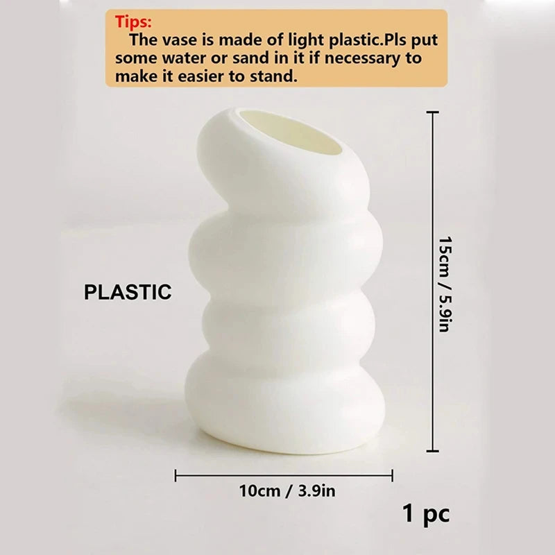 Modern Plastic Nordic Round Unique Spiral White Decorative Vases