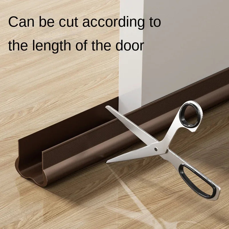 PVC Plastic Non-Adhesive Leather Adjustable Sealing Sound-Wind Proof Bottom Window-Door Strips/Colors-White/Brown/Black/Gray