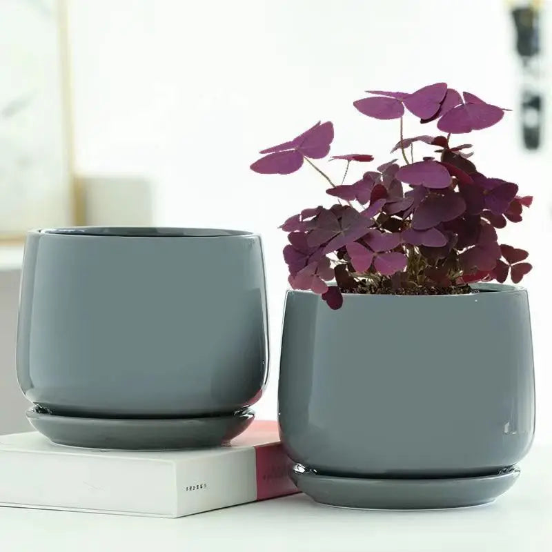 Ceramic Flowerpot Creative Large And Extra Large Flowerpot With Tray Household Balcony Nordic Simple Flowerpot Home Decoration