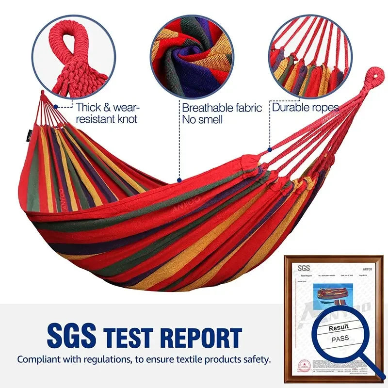 WESTTUNE Outdoor Multicolor Canvas Hammocks/Tree Ropes Load-Bearing Up To 440 lbs