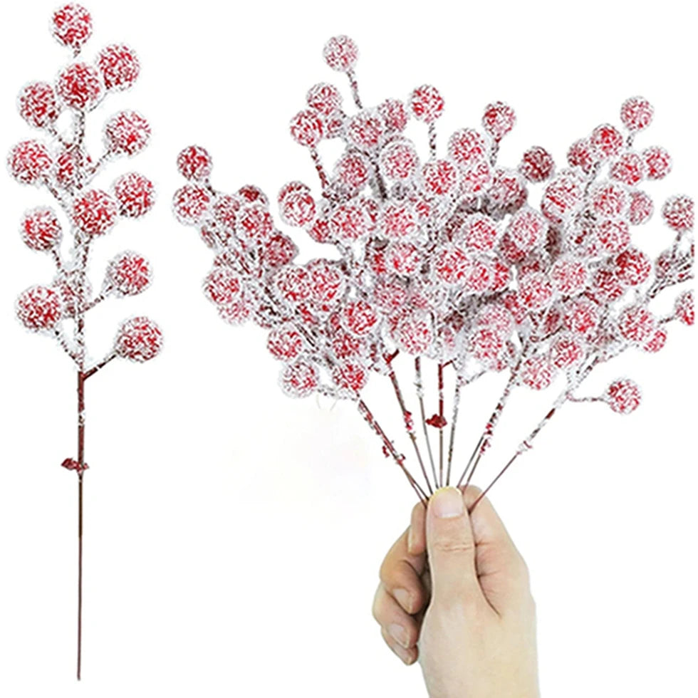 Artificial Flowering PVC Holly Branches/Colors-Red/Green/Floral