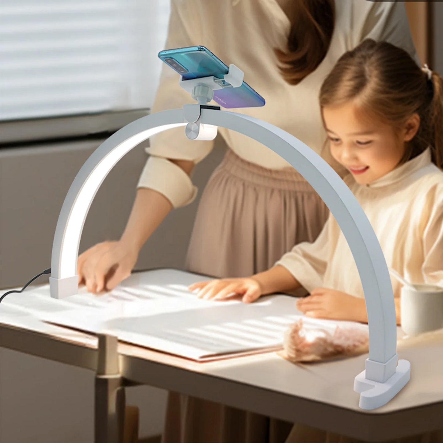 DUTRIEUX One Unit Touch Control Foldable Phone Holder White-Black Half-Moon Shaped LED Fill Light Finger Nail Dryers Tools