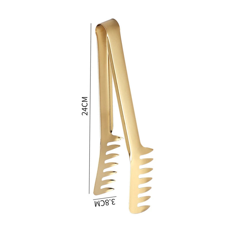Kitchen Durable Stainless Steel BBQ Cooking Tongs/Colors-Gold/Black/Silver