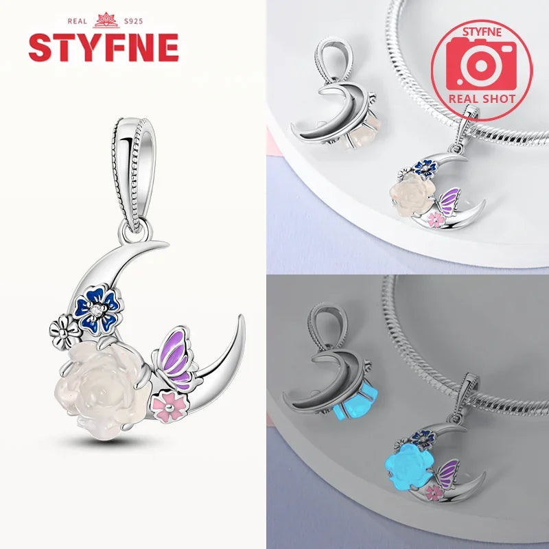 925 Sterling Silver Firefly Charms Glow in The Dark Pendant For Original Bracelet for Women fine Jewelry Love Gifts Diy
