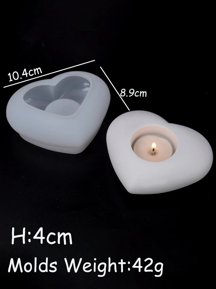 3D Tea Light Candleholder Silicone Concrete Milky White Molds/ Star-Moon-Heart Shape