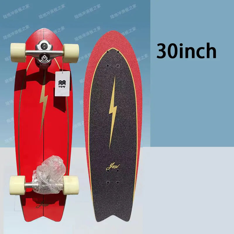 YOW Whole Kits Land Surf Skateboard Longboards w/ Trucks Wheels Bearings/And Tool/Colors-Black/Blue/Red/Striped/Yellow/Multicolor
