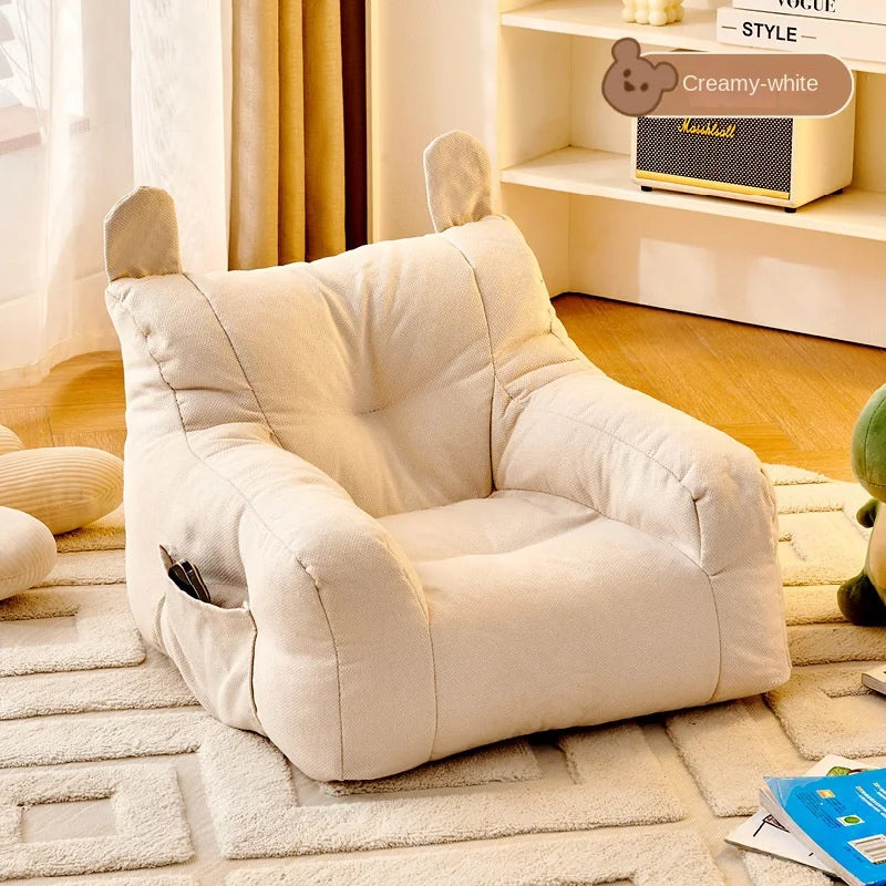OLEVO Kids Modern U-Shaped Combination Cute Bear Soft Imitation Hemp Linen-Cotton Breathable Velvet Fabric Safe EPS Particles Deep Play Sofa/Colors-Green, Yellow, White/Size-38x38x35cm or Dimensions: 43x43x40cm