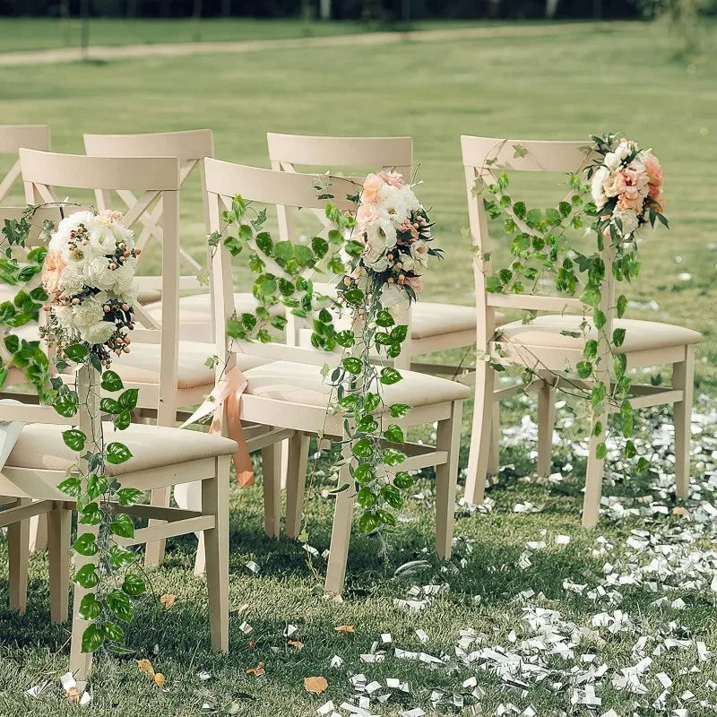 30PCS Plastic-Silk Artificial Non-Flowering Green Rattan Hanging IVY Leaf Vines