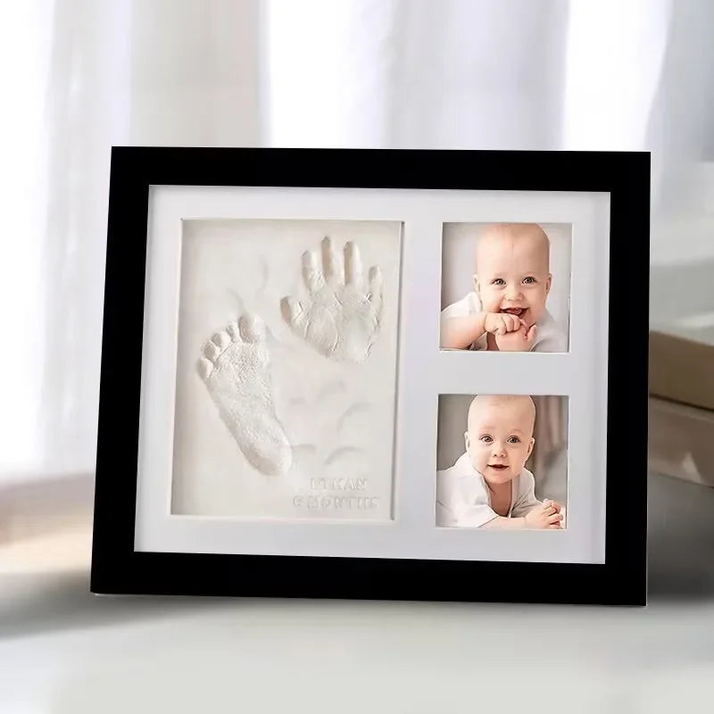 Newborn-6-Month Babies Plastic Non-Toxic Hand-Foot Clay Imprint Mold Standing Picture Frames/Colors-Black/White