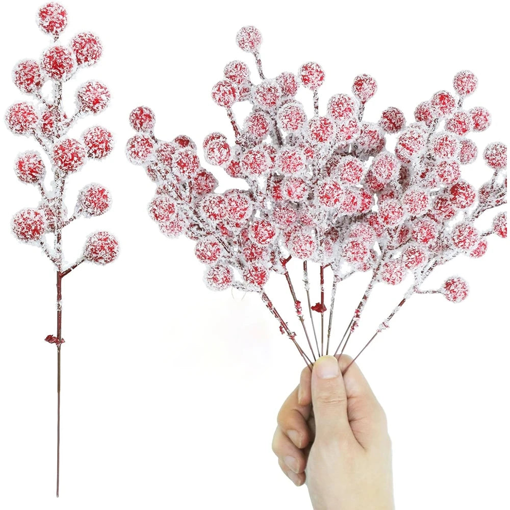 Artificial Flowering PVC Holly Branches/Colors-Red/Green/Floral