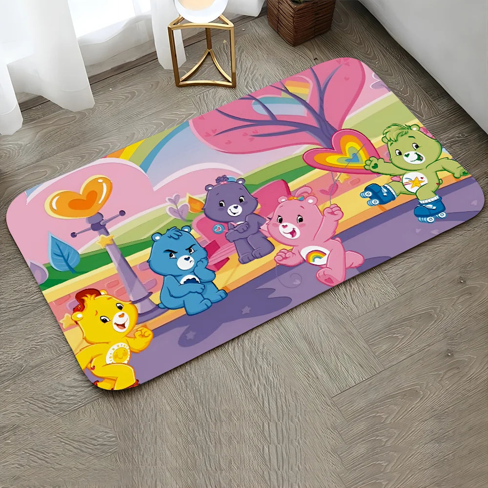 Non-Slip Fade Resistant Care Bears Theme Nylon Rectangle Floor Mats/Colors-Pink/Blue/Multicolor