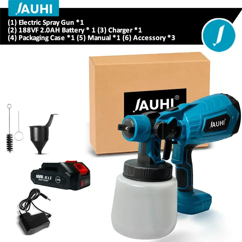 1000ML Electric Cordless Spray Gun High Power HVLP Paint Sprayer Auto Furniture Steel Coating Airbrush For Makita 18V Battery