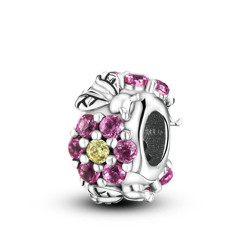 Fine Irregular Silver Plated Round Charms-Pendants Rope Link Bracelets/Colors-Silver/Pink/Multicolor/Floral/Animal