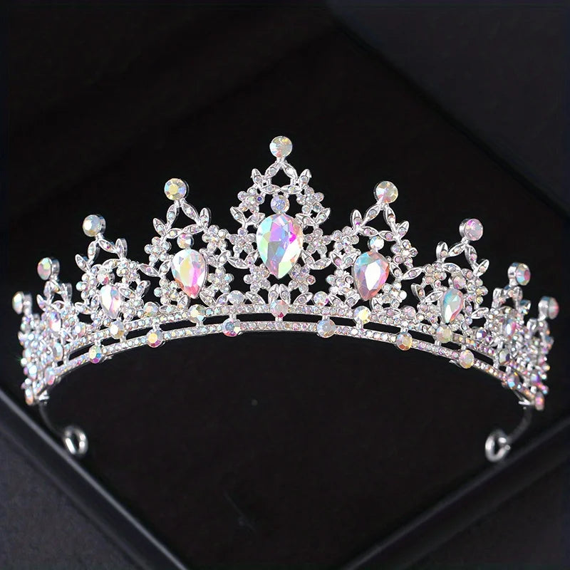 Adult Women Handmade Zinc Alloy Crystal-Rhinestone Bridal Hair Tiaras/Colors-Silver/Red/Blue/Gold/Pink/Floral