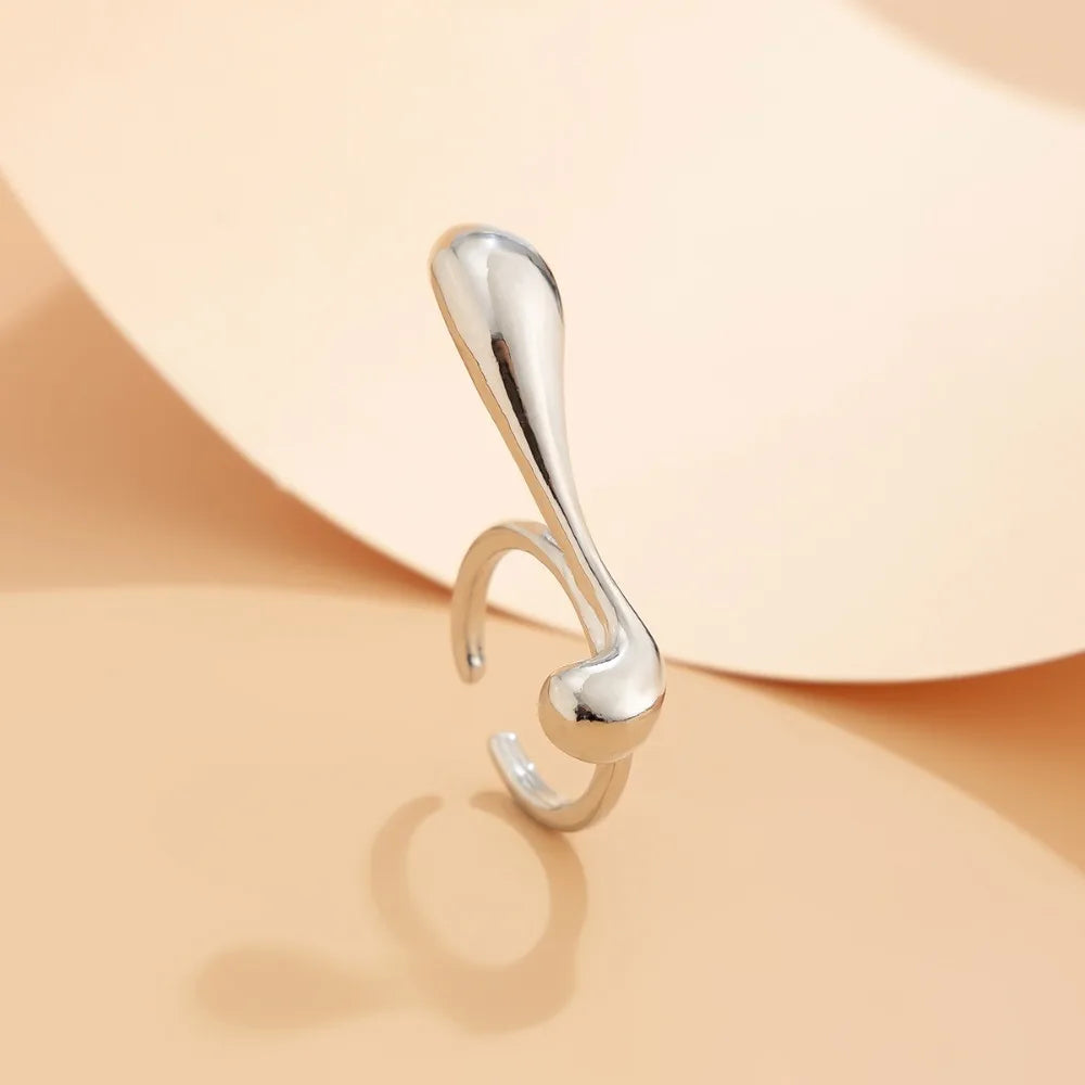 Adult Women Stainless Steel Metal Geometric Gold-Silver French Irregular Split Imitation Charm Rings