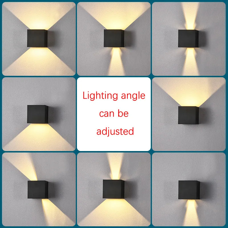 PZHDNX Modern Indoor-Outdoor Waterproof LED Lights Porch-Garden Square Aluminum Body AC-Powered White-Silver-Black Wall Light Fixtures/ Voltage: 110V-240V/