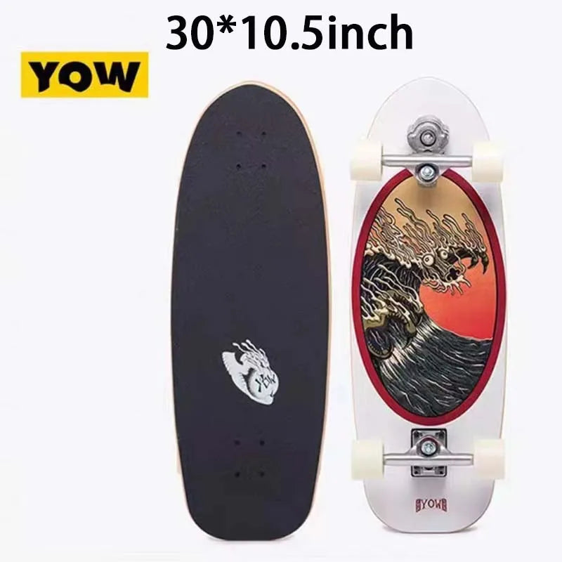 YOW Whole Kits Land Surf Skateboard Longboards w/ Trucks Wheels Bearings/And Tool/Colors-Black/Blue/Red/Striped/Yellow/Multicolor
