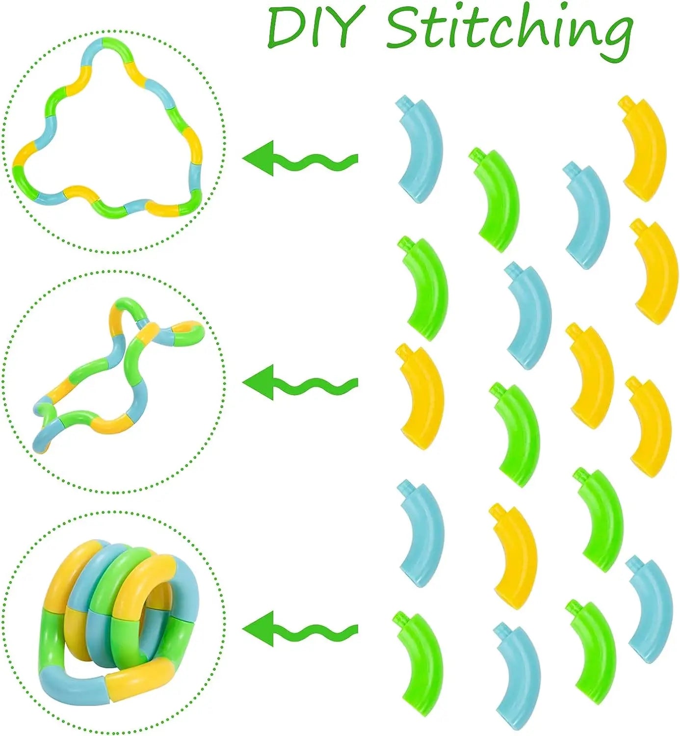 3 PCS Set Plastic Multicolor Various Shapes Hand-Eye Tangle Twisting Fine Motor Skills Anxiety-Stress Relief Fidget Toys/Colors-Orange/Multicolor/Ages: 14-18 + Years Older
