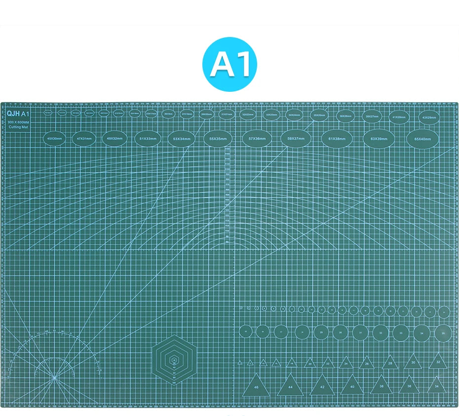 QJHA1 Model Green DIY Craft Grid-Lines Sewing-Quilting-Leathercraft Double-Sided Self-Healing PVC Protective Cutting Mats